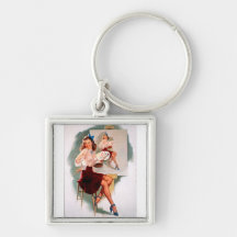 Vintager Retro Gil Elvgren Pin herauf Mädchen Schlüsselanhänger