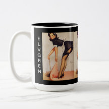 Vintager Retro Gil Elvgren Pin herauf Mädchen Kaffeehaferl