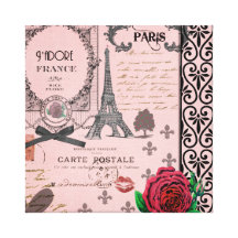 Vintager rosa Paris-Collagen-Leinwand-Kunstdruck Gespannter Galerie Druck