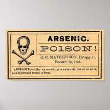Vintager Schädel-arsenhaltiges Gift-Aufkleber-Plak Plakatdrucke