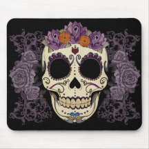 Vintager Schädel und Rosen Mousepads