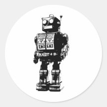 Vintager Schwarzweiss-Roboter Aufkleber