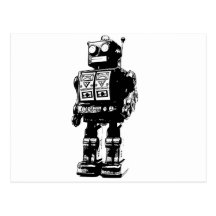 Vintager Schwarzweiss-Roboter Postkarten