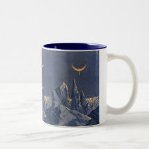Vintager Science Fiction-Schnee-Planet, sichelförm Tee Haferl