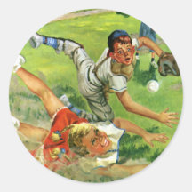 Vintager Sport Baseball, Kinderteam-Spielen Runde Sticker