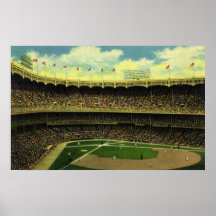Vintager Sport, Baseball-Stadion mit Flaggen Plakat