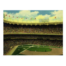 Vintager Sport, Baseball-Stadion mit Flaggen Postkarten