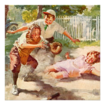 Vintager Sport, Kinder, die Baseball spielen Individuelle Ankündigungskarte