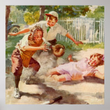 Vintager Sport, Kinder, die Baseball spielen Plakatdrucke