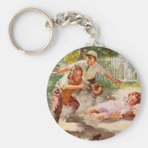 Vintager Sport, Kinder, die Baseball spielen Schlüsselbänder
