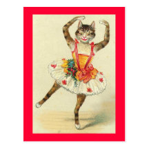 Vintager TanzenKitty Postkarte