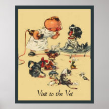 Vintager Tierarzt - Besuch zum Tierarzt Plakat