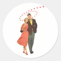 Vintager Valentine, der mit sich hin- und herbeweg Runder Sticker