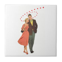 Vintager Valentine, der mit sich hin- und herbeweg Keramikkachel