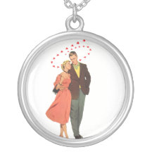 Vintager Valentine, der mit sich hin- und herbeweg Amuletten