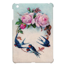 Vintager Valentine mit Vögeln und Rosen