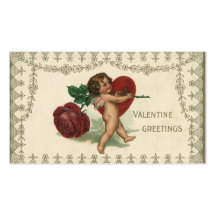 Vintager Valentine-viktorianisches Engels-Amor-Ros Visitenkarte
