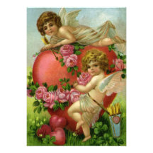 Vintager Valentinstag-viktorianische Engels-Herz-R Personalisierte Ankündigungskarten