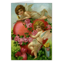 Vintager Valentinstag-viktorianische Engels-Herz-R Karte