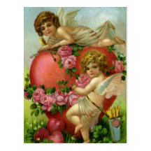 Vintager Valentinstag-viktorianische Engels-Herz-R Postkarte