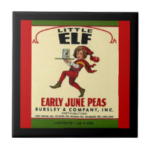 Vintager Veggie kann kleine Elf-Juni-Erbsen-Aufkle Keramikfliese