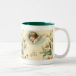 Vintager viktorianischer Engel mit Osterlilien Haferl