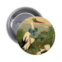 Vintager viktorianischer Storch und Kinderwagen Anstecknadel