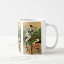 Vintager viktorianischer Storch und Kinderwagen Teetassen