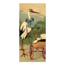 Vintager viktorianischer Storch und Kinderwagen Bedruckte Werbekarte