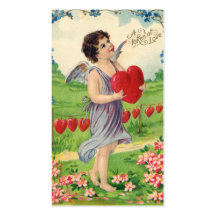 Vintager viktorianischer Valentines-Amor, der ein  Visitenkarten Vorlage