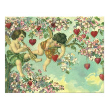 Vintager viktorianischer Valentinstag-Amor-Herz-Ba Personalisierte Ankündigungskarte