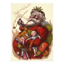 Vintager viktorianischer Weihnachtsmann, der ein R Individuelle Ankündigungskarte