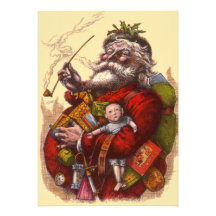 Vintager viktorianischer Weihnachtsmann, der ein R Individuelle Ankündigungskarte