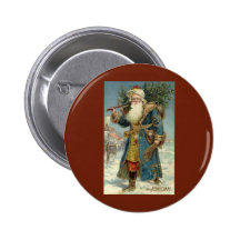 Vintager viktorianischer Weihnachtsmann mit Weihna Anstecknadelbutton