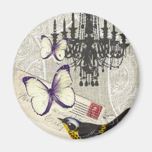 Vintager Vogelleuchter Vintages Paris Kühlschrankmagnet
