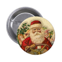 Vintager Weihnachtsmann im Auto: Knöpfe Anstecknadel