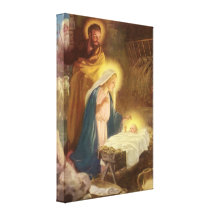 Vintager WeihnachtsNativity, Baby Jesus Marys Jose Leinwanddruck