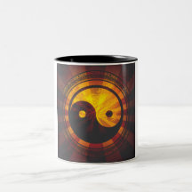 Vintager Yin Yang Symbol-Druck Haferl