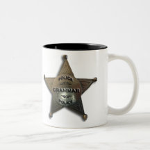Vintages Abzeichen der Grammatikpolizei Teetasse
