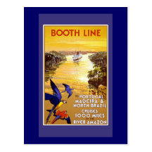 Vintages Amazonas-Kreuzfahrt-Schiffs-Kunst-Plakat  Postkarte