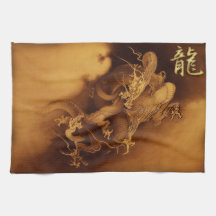Vintages asiatisches Drache-Küchen-Tuch Küchenhandtücher