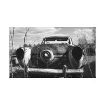 Vintages Auto-Schwarzes u. Weiß Leinwand Druck