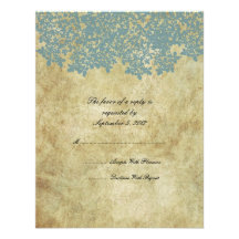 Vintages blaues Blumenhochzeit UAWG Individuelle Ankündigungskarte