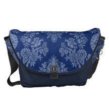 Vintages Blumen in den Schatten des Blaus Kuriertasche