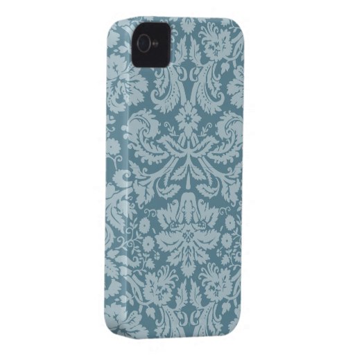 Vintages Blumenkunst nouveau Muster blauen Grüns iPhone 4 Case-Mate Hüllen