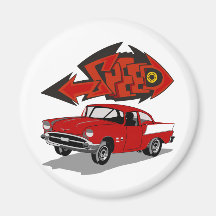 Vintages Chevy 1957 mit Graffiti-Text-Geschwindigk Magnete
