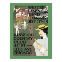 Vintages Chicago-Tennis-Plakat Postkarte