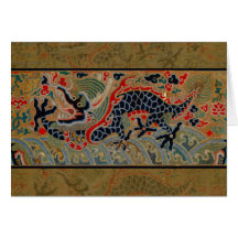Vintages chinesisches Drache-Symbol der Stärke Grußkarten