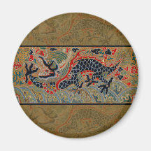 Vintages chinesisches Drache-Symbol der Stärke Kühlschrankmagnete