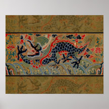 Vintages chinesisches Drache-Symbol der Stärke Posterdrucke